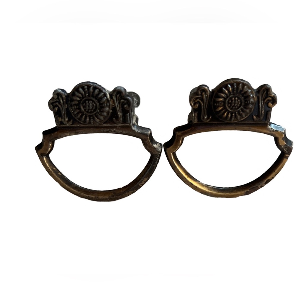 Set of 2 Ajax 957 Satin Antique Brass Cab Door Drawer Pull Handles 1" On…